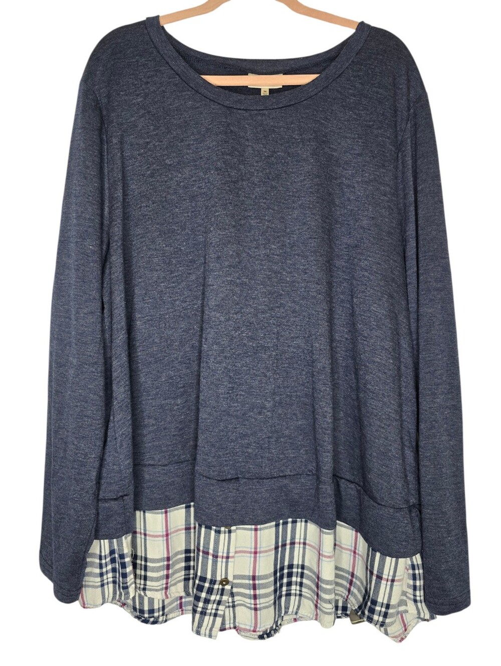 Belle du Jour women's mixed-media "2-fer" tunic top
